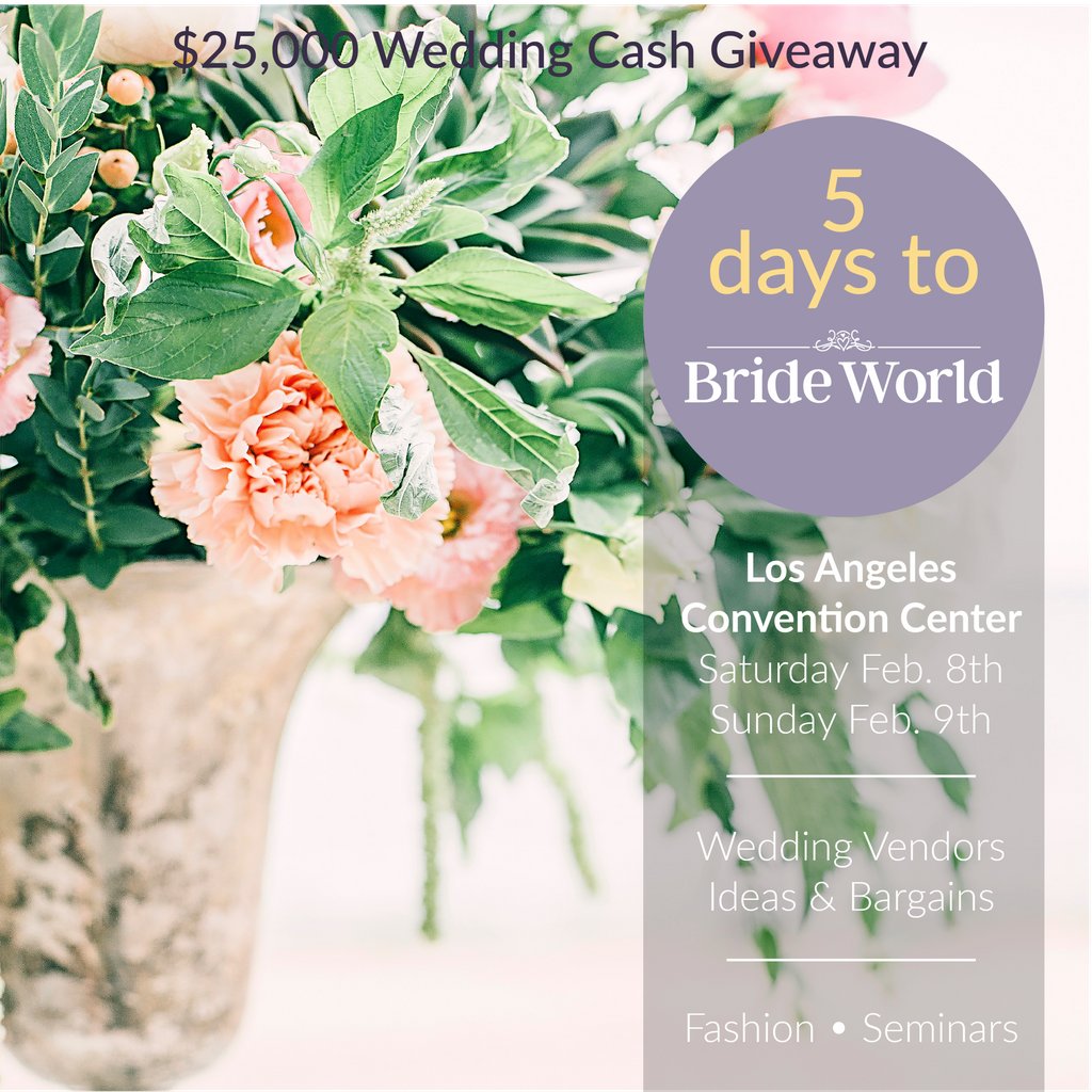 BrideWorld's tweet photo. Have you gotten your FREE tickets to the Feb 8 &amp; 9th - Bride World Los Angeles Convention Center bridal expo?!

🎟 Register to Attend and use Promo Code RING42 to get 5 FREE ADMISSIONS! https://t.co/0oHE5uZuNO https://t.co/tkQTK11YiA