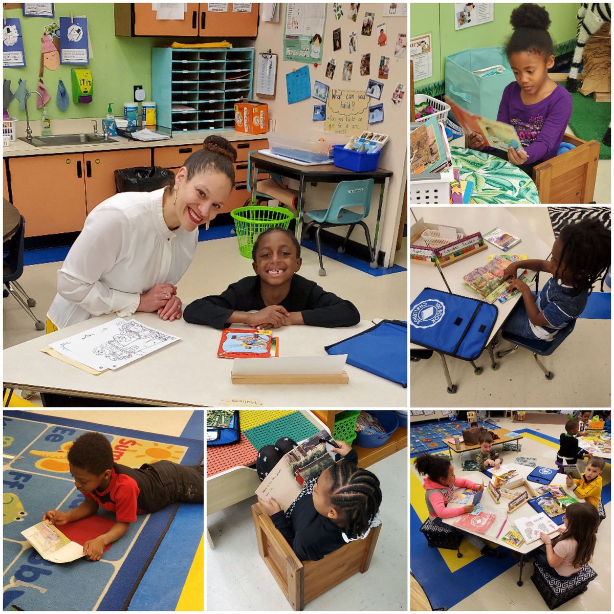 Ms_Johnson_83's tweet photo. Kids Thester Fun enjoying some reading time with their teacher Mrs. Brittingham! Who said reading isnt fun? READING IS THE BEST!!!! 📚📚 #PESRocks #CAREafterschoolacademy #PES @FBWilliams_ @PESAfterSchool https://t.co/w3AGoeaMSd