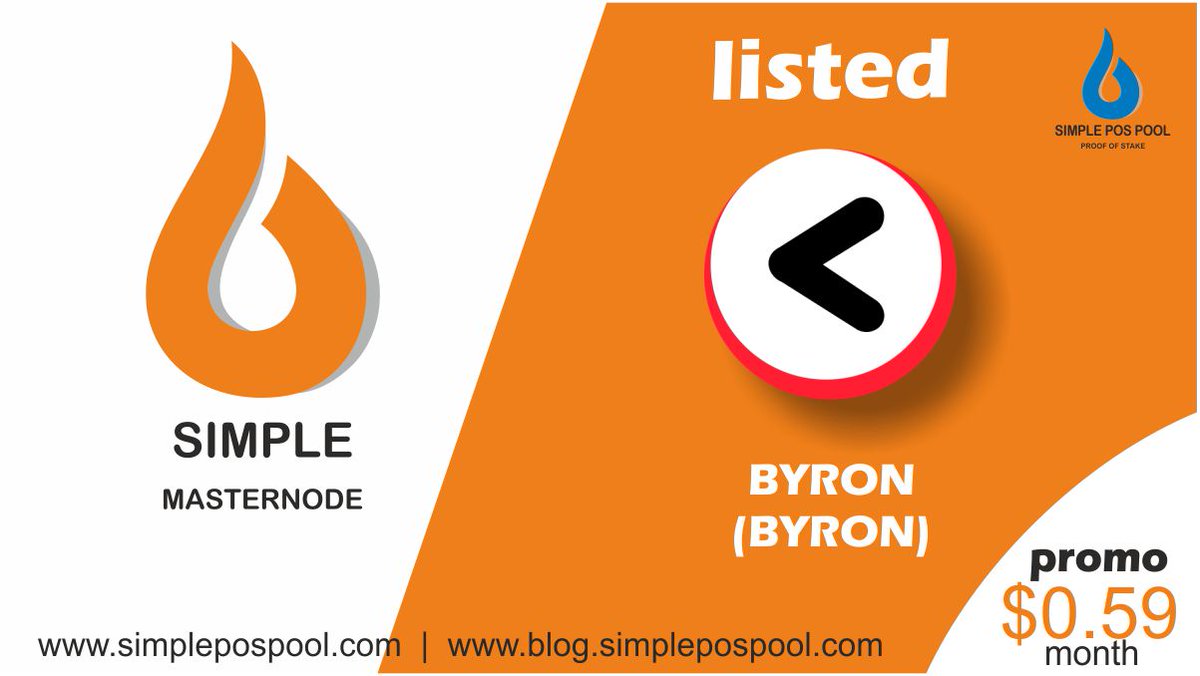 SimplePOSPool's tweet photo. Let´s welcome $BYRON to Simple Masternode. You can host now your #masternodes for only 0.59$ monthly paid in $DOGE or $BTC

@Byron_Coin #spp #simplepospool #simplemasternode https://t.co/TGLwa9Pani