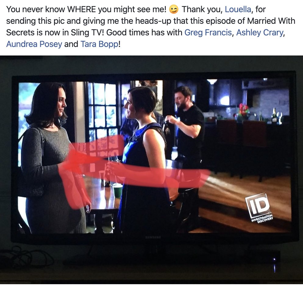 SaysHeather's tweet photo. Thanks @iamladylala for the heads-up that @DiscoveryID is on @Sling - and so is my FACE! It was a blast to work with @mrgregfrancis @ashcrary @ThatPoseyGirl and friends on #MarriedwithSecrets https://t.co/2FEFkOmlHf