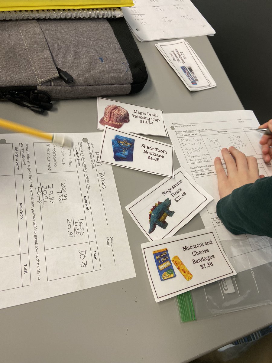 ms_flanagan's tweet image. 5th Grade went shopping today to practice adding and subtracting decimal skills and laughed over what products were up for grabs! #math5 #decimaloperations #nardinacademy 🔢📚💰🛍