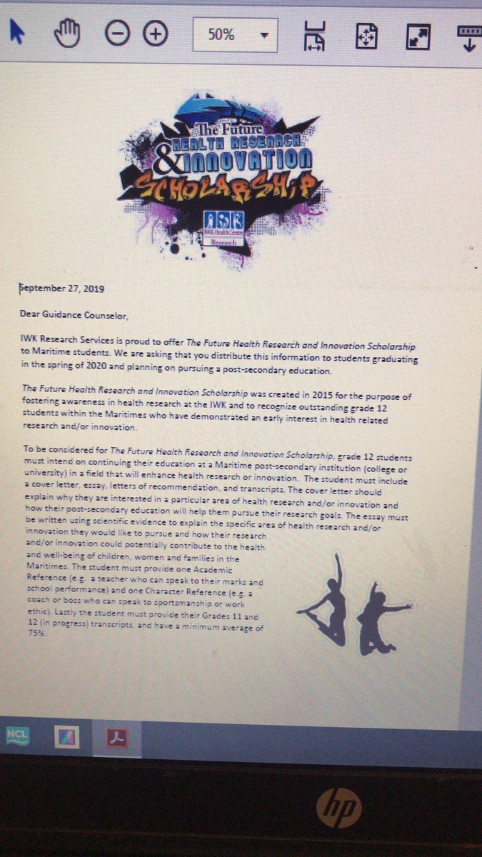 The Future Health Research and Innovation Scholarship for students who demonstrate an interest in health related research. Must be entering a Maritime Post secondary institution. Application deadline is March 1st