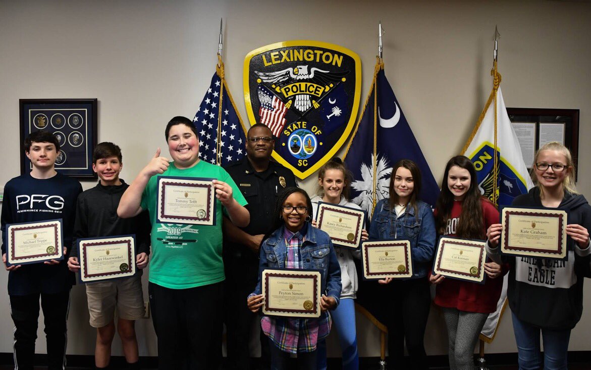 LexingtonPD's tweet photo. Chief Terrence Green, along with officers and staff of the Lexington Police Department, welcomed middle school students from throughout the Midlands for National Groundhog Job Shadow Day. #Lex1NGHD https://t.co/D6BV3nJAiq