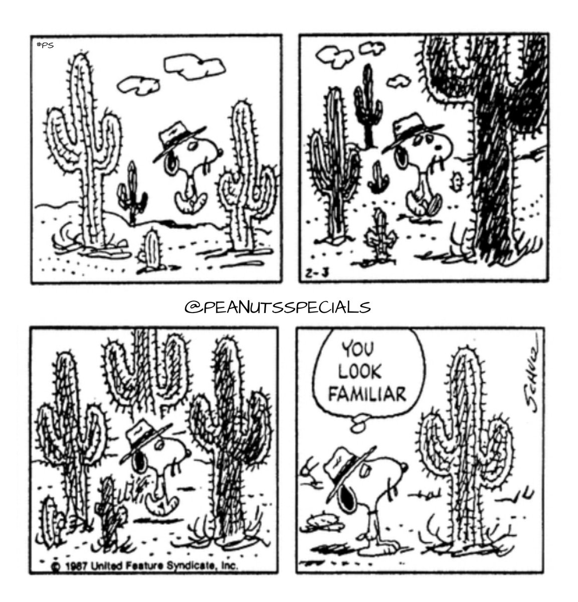First Appearance: February 3, 1987
#peanutsspecials #ps #pnts #peanuts #schulz #spike #you #look #familiar