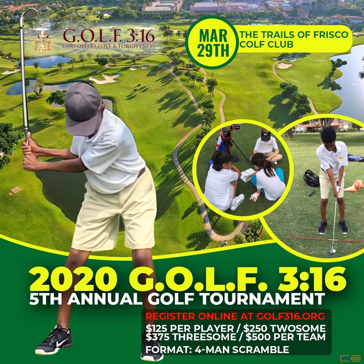 GOLF3161's tweet image. 5th Annual Golf Tournament!!

G.O.L.F. 3:16 would like to invite you to a fun filled golf experience! This 18-hole, 4-person scramble on March 29, 2020. There will be door prize drawings and closest to the pin.

Register online @ golf316.org