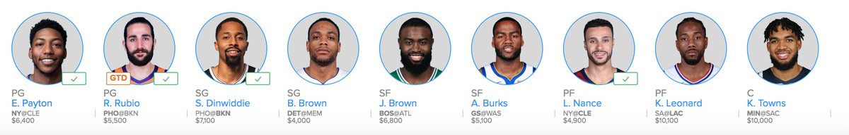 OutsidersDaily's tweet photo. NBA Lineup #nbadfs https://t.co/aF2Zx2IvNI