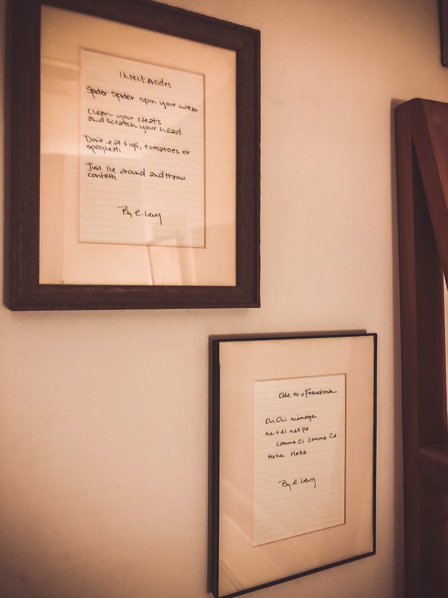 _NattyLite's tweet photo. @Realeugenelevy i have child you to thank for my new favorite art on my walls. #poetryproseandcons #insectasides #odetoafrenchman #confetti #bathroomreads #SchittsCreek #eugenelevy #hehehaha https://t.co/h17iOgdR32
