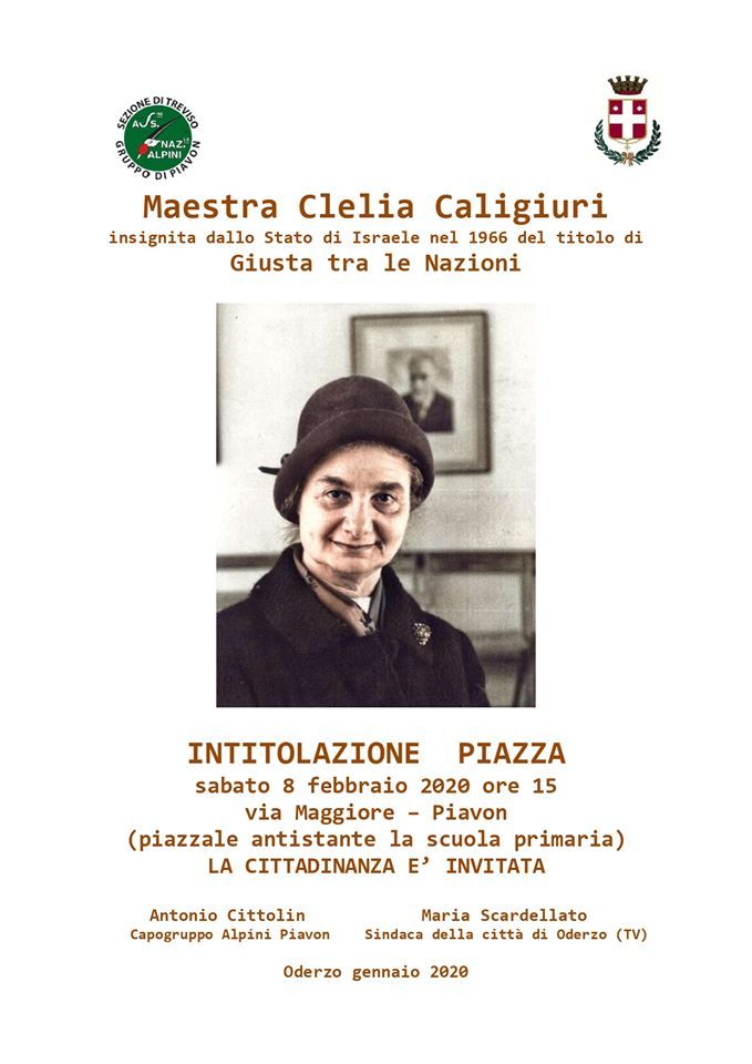 Oderzo Piavon Iintitolazione piazza a Clelia Caligiuri