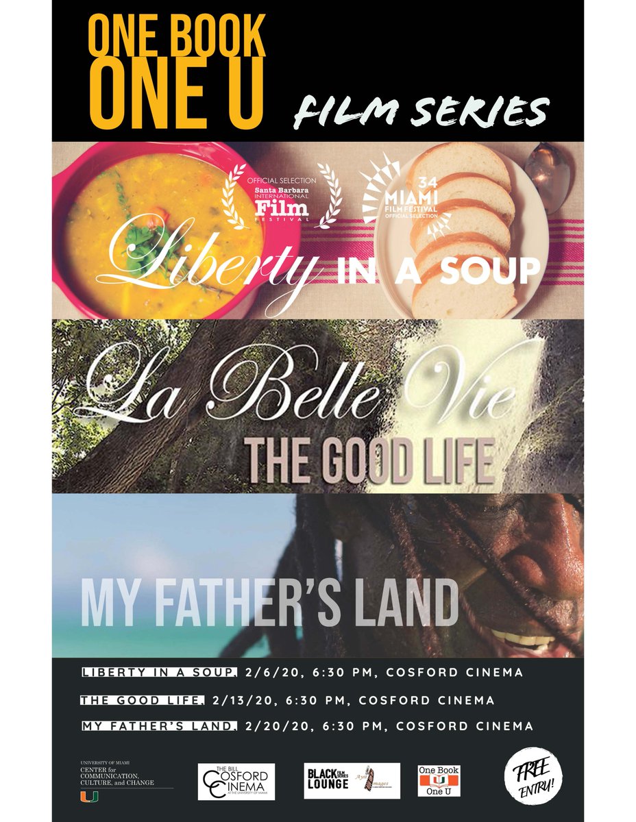 Join us this Thursday, Feb 6 for the first of the One Book One U Film Series.  "Liberty in a Soup" will be shown at 6:30 p.m. in the Cosford Cinema.