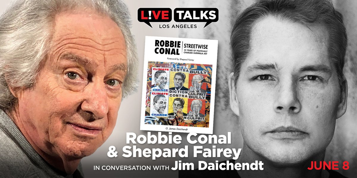 DarleneChanBks's tweet photo. .@robbieconal So excited by this upcoming convo b/t Robbie &amp; @OBEYGIANT abt #STREETWISE, a history of Robbie's work. W/ #author @Daichendt. 🎟️ https://t.co/YqwBK0BAew Pre-event reception (sep tix). #streetart #posters #artists #guerrillaarmy #satire #politics https://t.co/HKAVcCMNu4