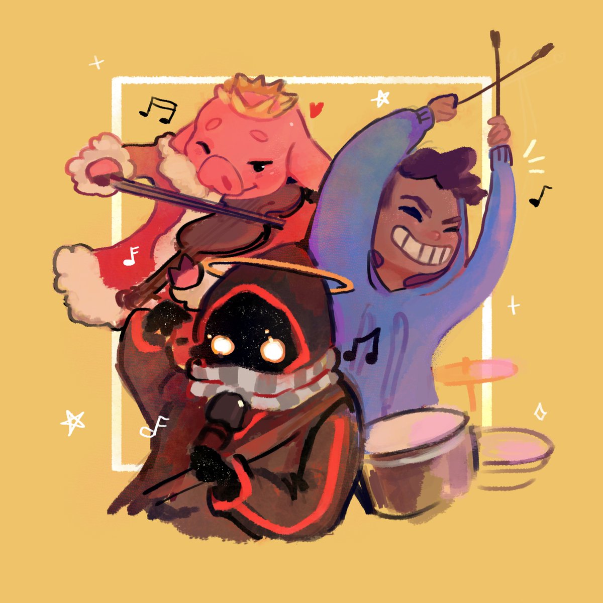 violin+drums+bad's angel voice ehmm... Intresting?
🐽+🍪+🔷 (we need a muffin emoji)
<a href="/SaintsofGames/">BadBoyHalo</a> <a href="/Technothepig/">Technoblade</a> <a href="/Skeppy/">Skeppy</a> <a href="/skeppyextra/">Skeppy</a>