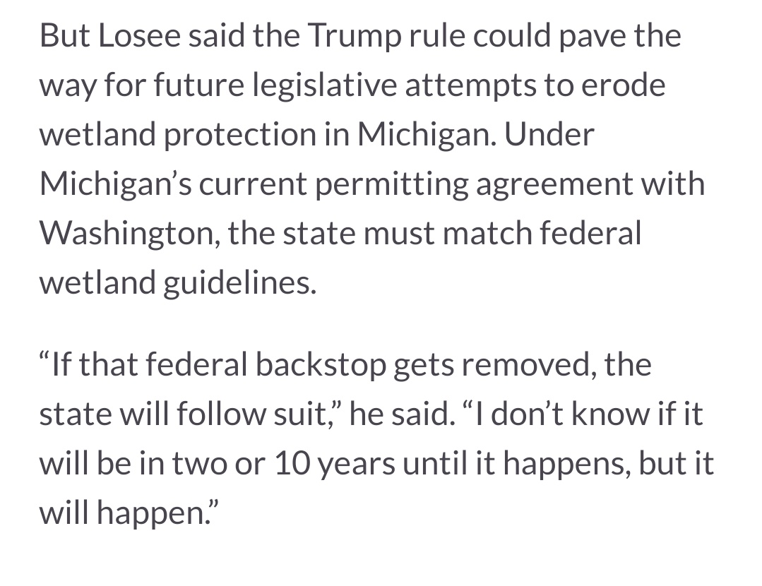 The Trump rule could pave the way for future legislative attempts to erode wetland protection in Michigan. 