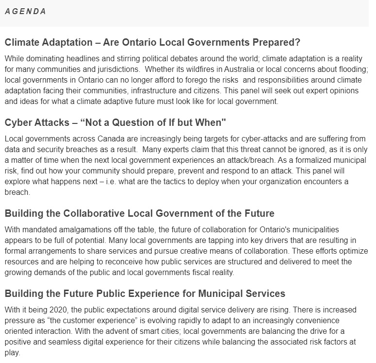 text including "Local governments across Canada are increasingly being targets for cyber-attacks and are suffering from data and security breaches as a result. Many experts claim that this threat cannot be ignored, as it is only a matter of time when the next local government experiences an attack/breach."