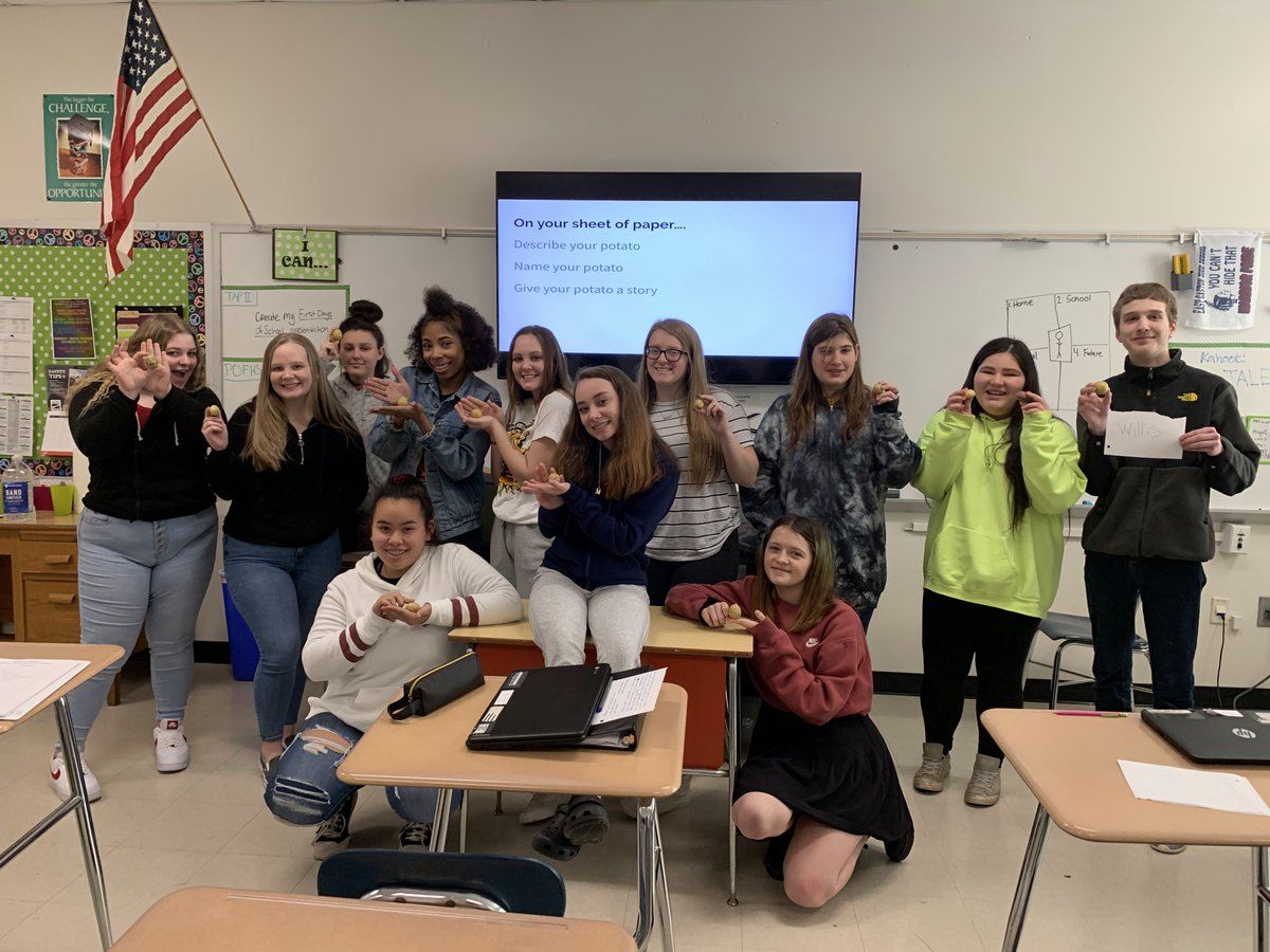 CteEast's tweet photo. Principles of Family and Human Services: Diversity:
Students were each given a potato, for which they wrote a backstory; then introduced the potato to their classmates, noting their potato's unique characteristics. https://t.co/BfNnQ143Qb