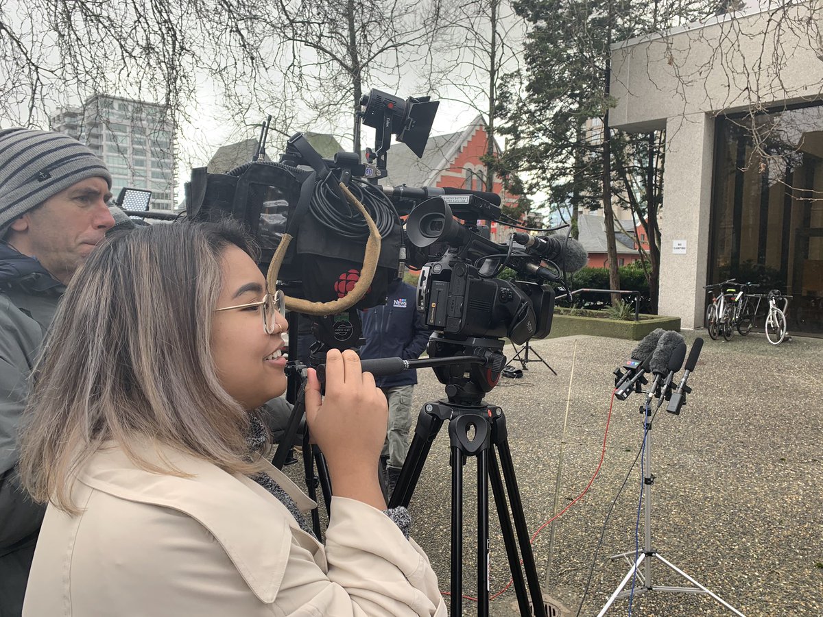 Taking advantage of the body warmth during this media scrum <a href="/BCITJournalism/">BCITJournalism</a>