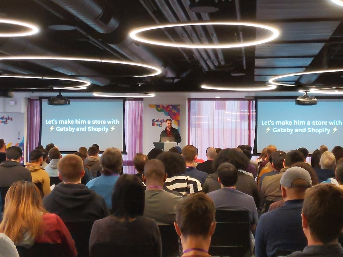 Trevor Harmon presenting at Gatsby Days LA on using Shopify with Gatsby 