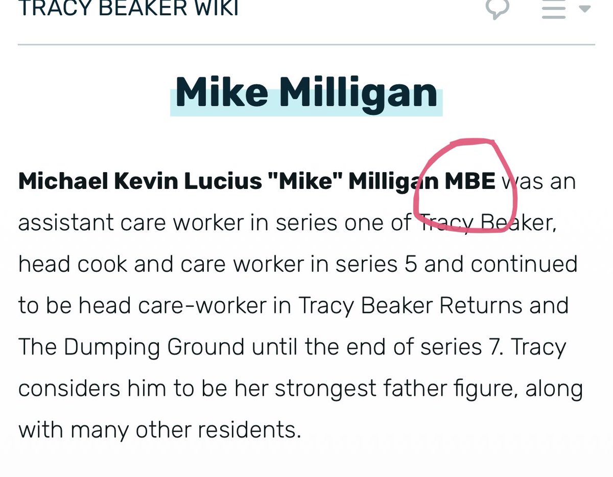 3. MikeBeloved by all the kids and a care worker from the gods. Peaceful and caring and a darling from start to finish - he is STILL in Tracy beaker now in whatever iteration it’s currently in! He’s put the hours inSomeone on the wiki has put an MBE after his name - deserved
