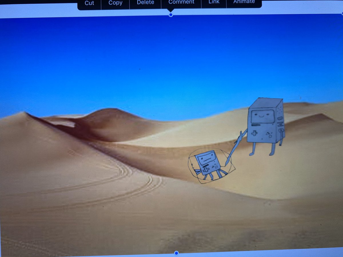 Some drawn characters in the desert