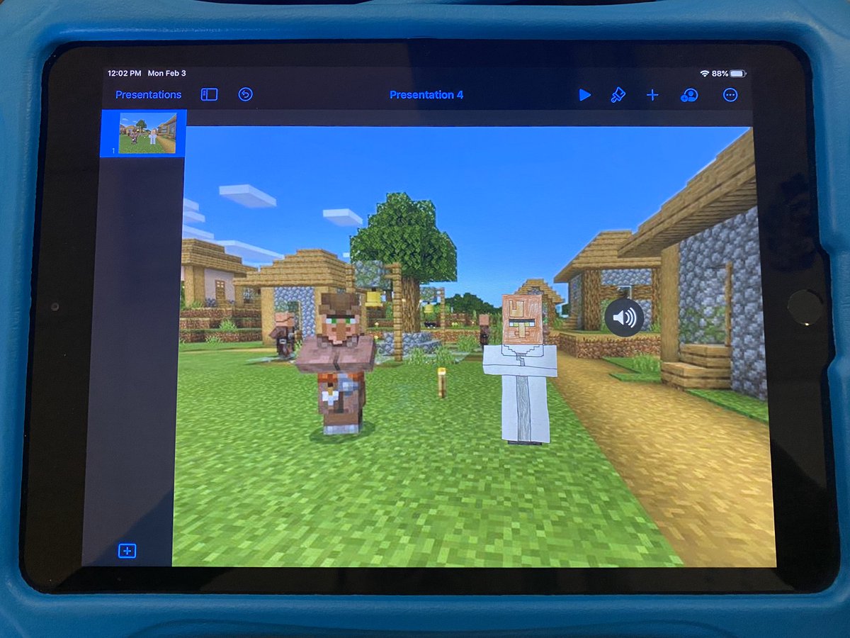 A drawn character alongside an animated one