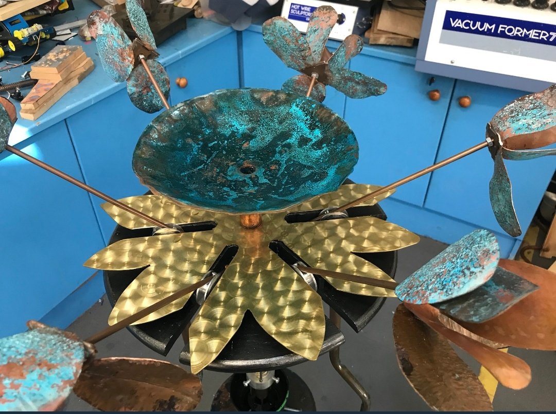 ColChraoibhinCS's tweet photo. Some more of his efforts. A horse shoe sculpture on display in Coolagown, a kinetic water sculpture and a life size War Horse puppet https://t.co/7DIcnATM8k