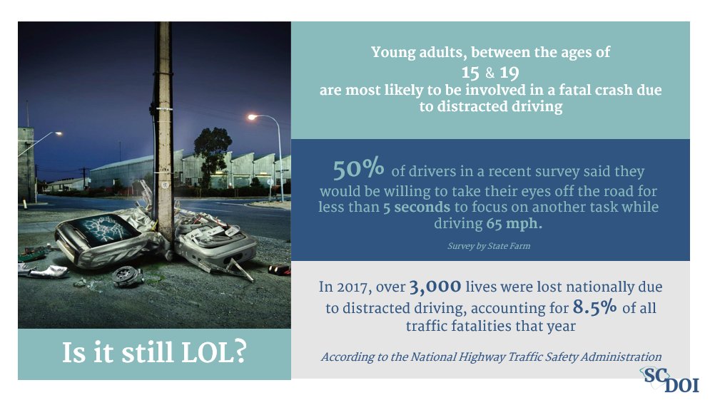 scdoi's tweet photo. No text is worth the life it might take.
Put the phone down.
It can wait. 
https://t.co/VI8yj8mTgo…… #KeepToTheRoadCode #GoodDriversJustDrive #sctweets #textinganddriving 
@SCDOTPress https://t.co/h3dBvpKw0t