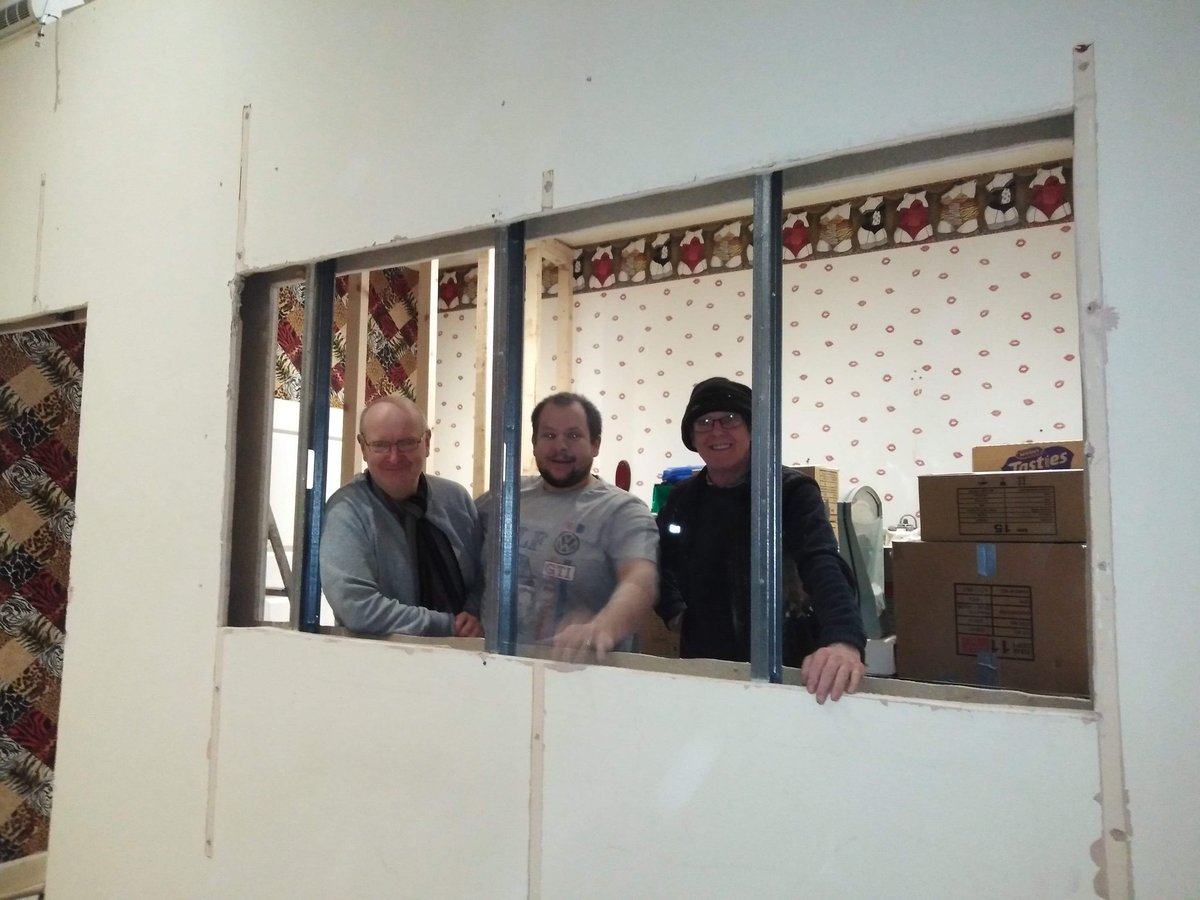 "We are the Phoenix Preservation Society" new Bar being installed today <a href="/_PhoenixEatery/">Phoenix Eatery</a> Bridge Street, #vegan #StHelens #sthelenshour