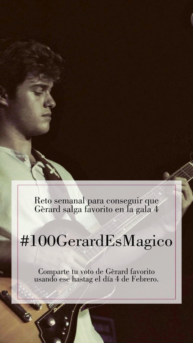 roiftgalicia's tweet photo. Mañana todo el mundo a compartir sus votos para Gèrard con el # 100GerardEsMagico para que sea favorito en la gala 4!!👇🏻#OTDirecto3F #OTGala3 #OTChat3 https://t.co/1vCUORaQXI