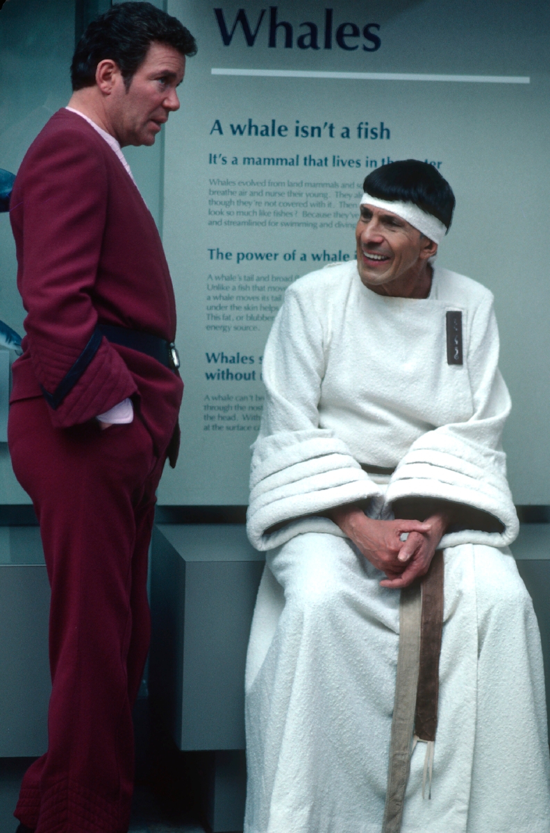 Captain Kirk and Spock in the Monterey Bay Aquarium during the filming of Star Trek IV