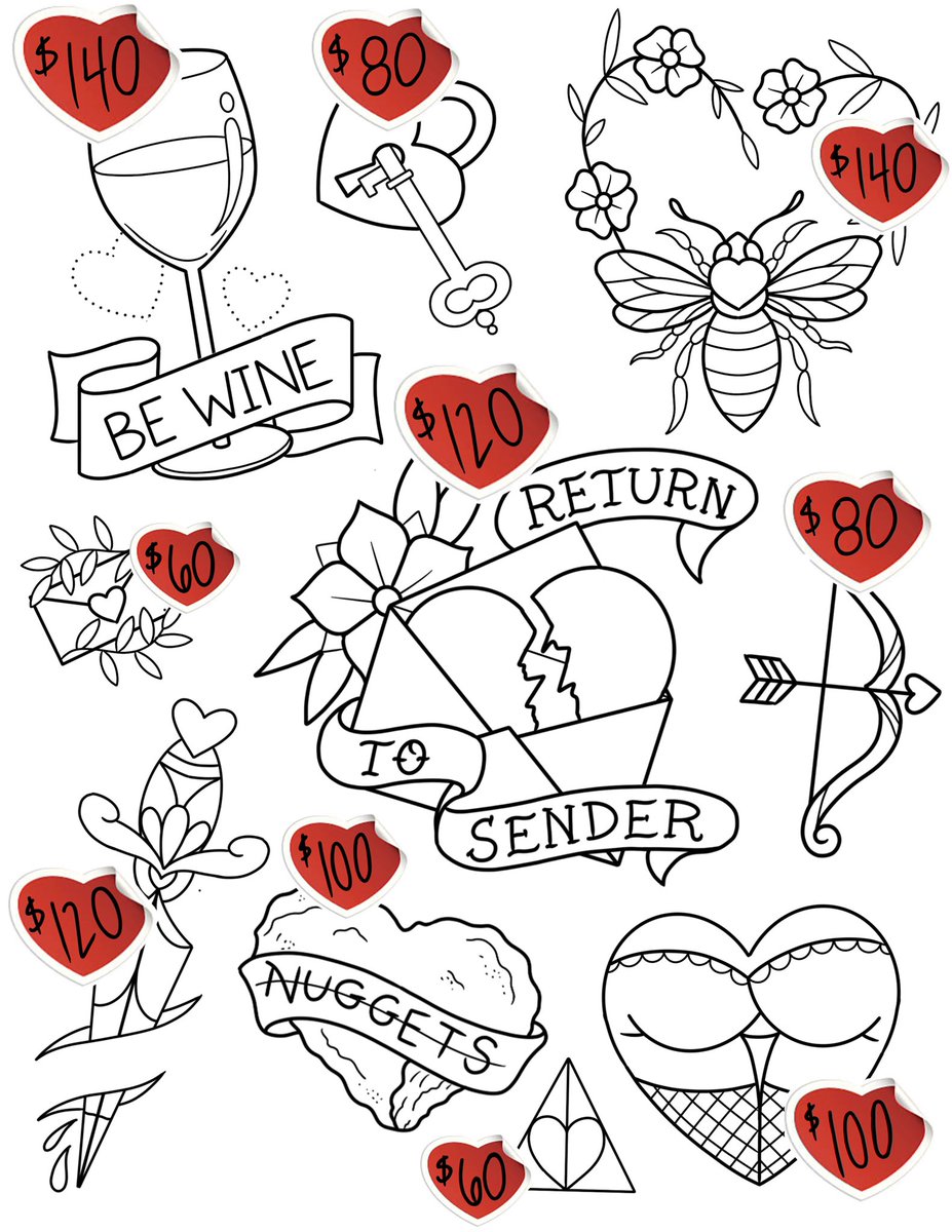 niceguystattoo's tweet photo. Come see us on Valentines Day for an awesome deal. Huge shout out to @steckman1224 for making these dope designs. All day on the 14th we are taking walk-ins for our Love/Hate flash sheets! BUT WAIT- THERE IS MORE! We are going to knock $20 off the designs. #NiceGuysTattoo https://t.co/c2JgwrmFoM