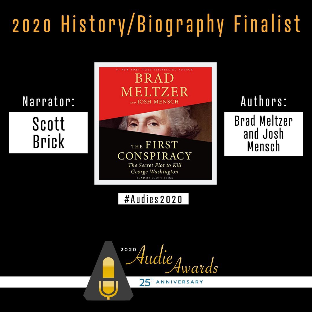 joshmensch's tweet photo. Thrilled that the audiobook for #TheFirstConspiracy (by @bradmeltzer and me) was just announced a finalist for a 2020 Audie Award in the History/Biography category. Congrats to everyone at @MacmillanAudio for their great work! See @audiobooks for more info. #Audies2020 https://t.co/yob7tEIq0T