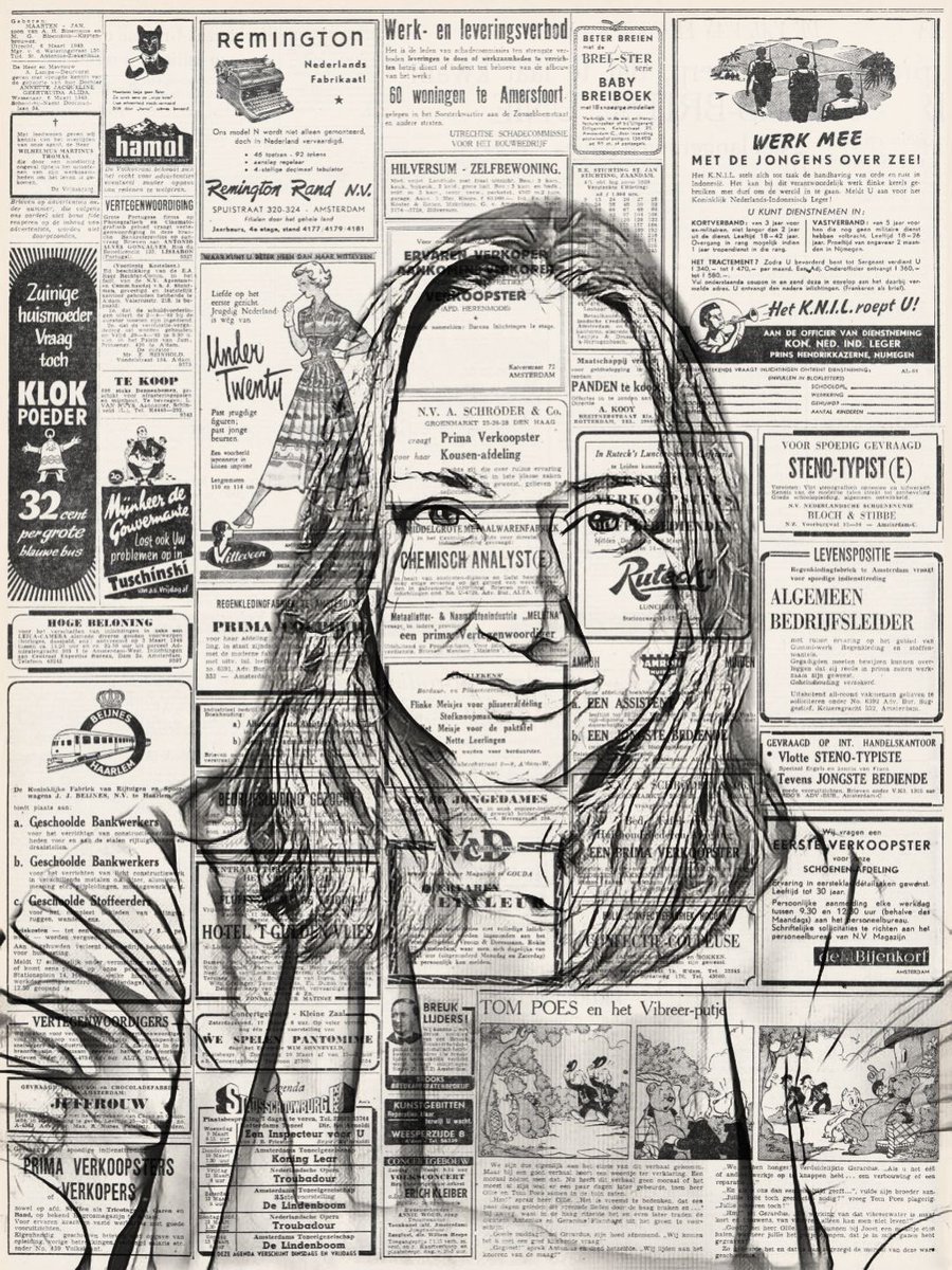 Newsprint over Ruby’s sihouetted face