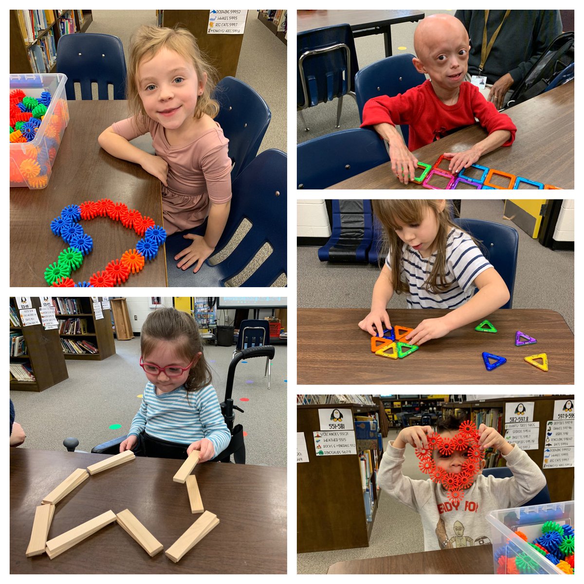 CSP_Library's tweet photo. After reading a book about hearts that come in different shapes and sizes our preschoolers used building materials to make hearts❤️ https://t.co/vM8FYfXF8k