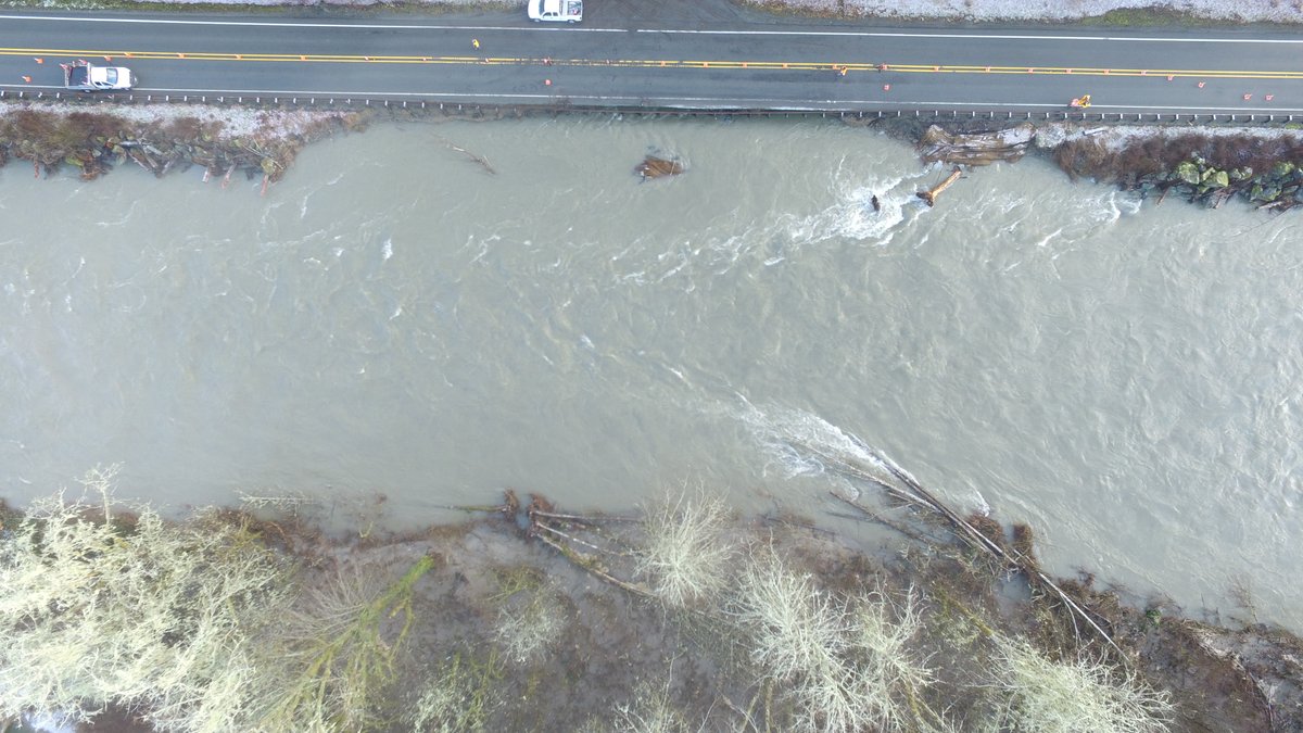 Flooding and scour of the bank on SR 530 at milepost 58.