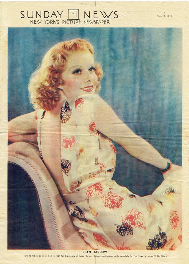 By early fall 1935, only about six months after the bleach crisis, Jean switches over to her new “brownette” color. The initial portraits are accomplished with a series of brownette wigs which Jean wears while still letting her hair grow out.