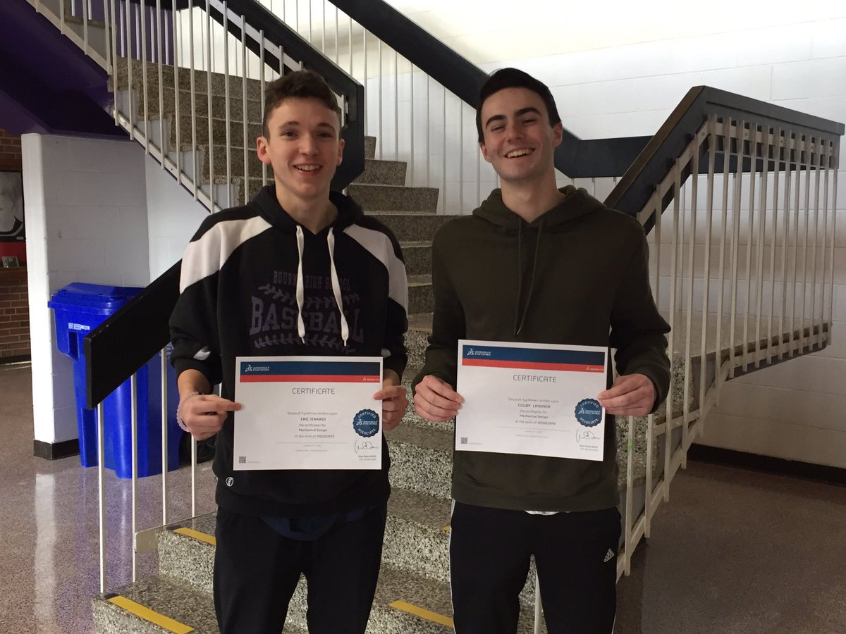 msfishinnovates's tweet photo. Congratulations to Bourne High School Students Eric and Colby for becoming Certified Solidworks Associates! @SOLIDWORKS @bourne2lovebhs #3dmodelng https://t.co/5OIGg614qV