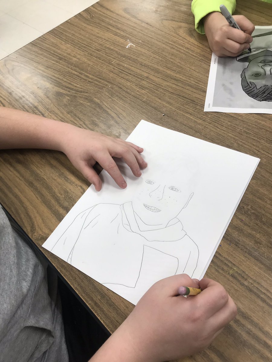 EmilyClonts's tweet photo. Beginning stages of our “selfie” portraits and the excitement is building!  Everyone was feeling so confident as these came together.  Can’t wait to see them completed! #artrocks #telegraphisawesome https://t.co/cVHy7LV4OE