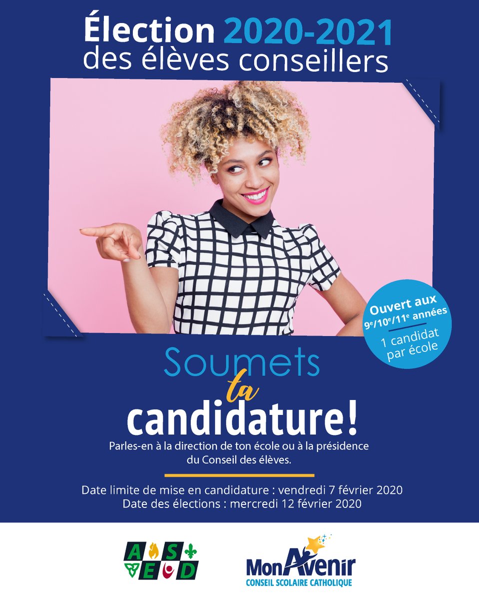 escnouvelle's tweet photo. Pose ta candidature dès maintenant si tu veux représenter la voix des élèves à la table politique!  Tu es en 9e, 10e ou 11e année? N'hésite plus et va parler à ta direction ou la présidence de ton Conseil des élèves! Il ne te reste que 5 jours! #electioneleveconseiller https://t.co/BgZPxlJnSS