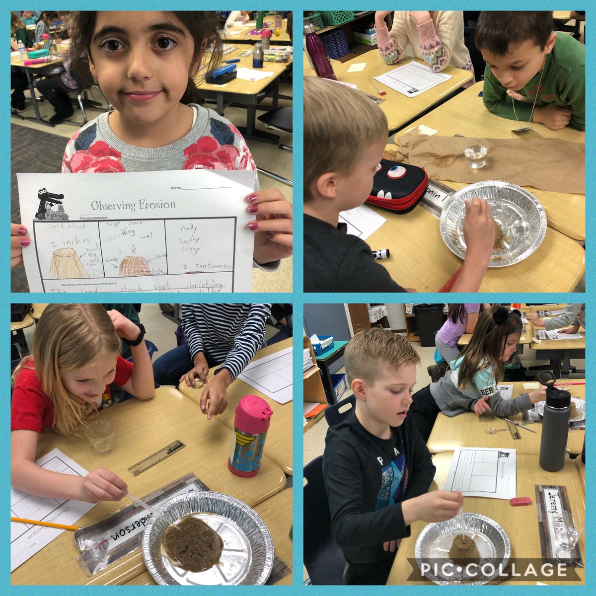 lstanner22's tweet photo. 2nd graders were great scientists today and did a big investigation: What does water do to the land? #Buchananbears #livoniapride https://t.co/NbNsxI72WT