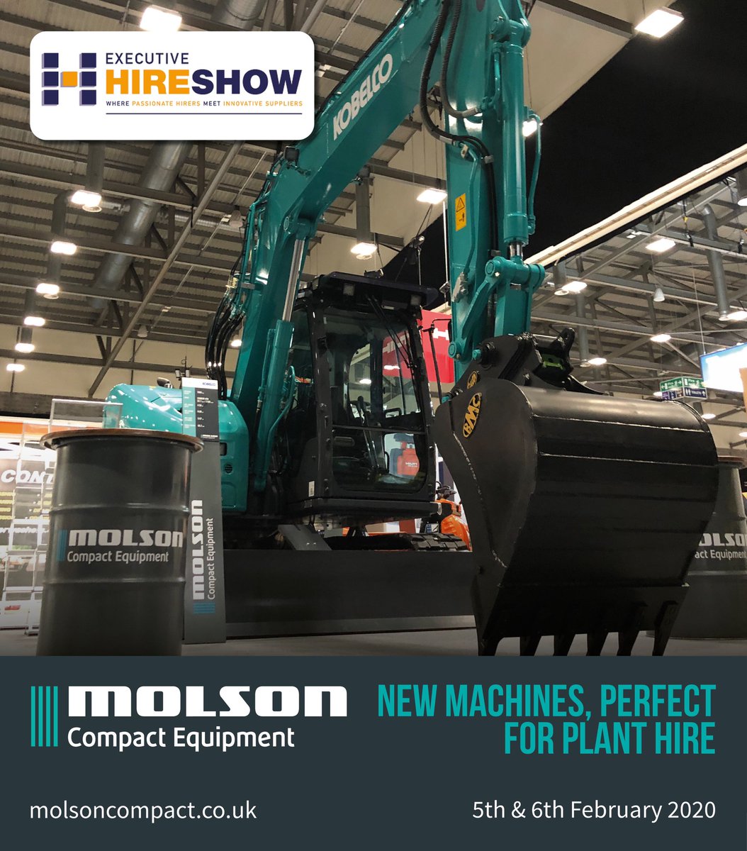 molsoncompact's tweet photo. We are all set to see everyone looking for something a little special at the @ExecHireShow! Come and find us at the Ricoh Arena on Wednesday 5th and Thursday 6th February.
We hope to see you there.
#ehs2020 #kobelco #cormidi #trackeddumper #excavator #molsoncompact #molsongroup https://t.co/t7stOyx7dN