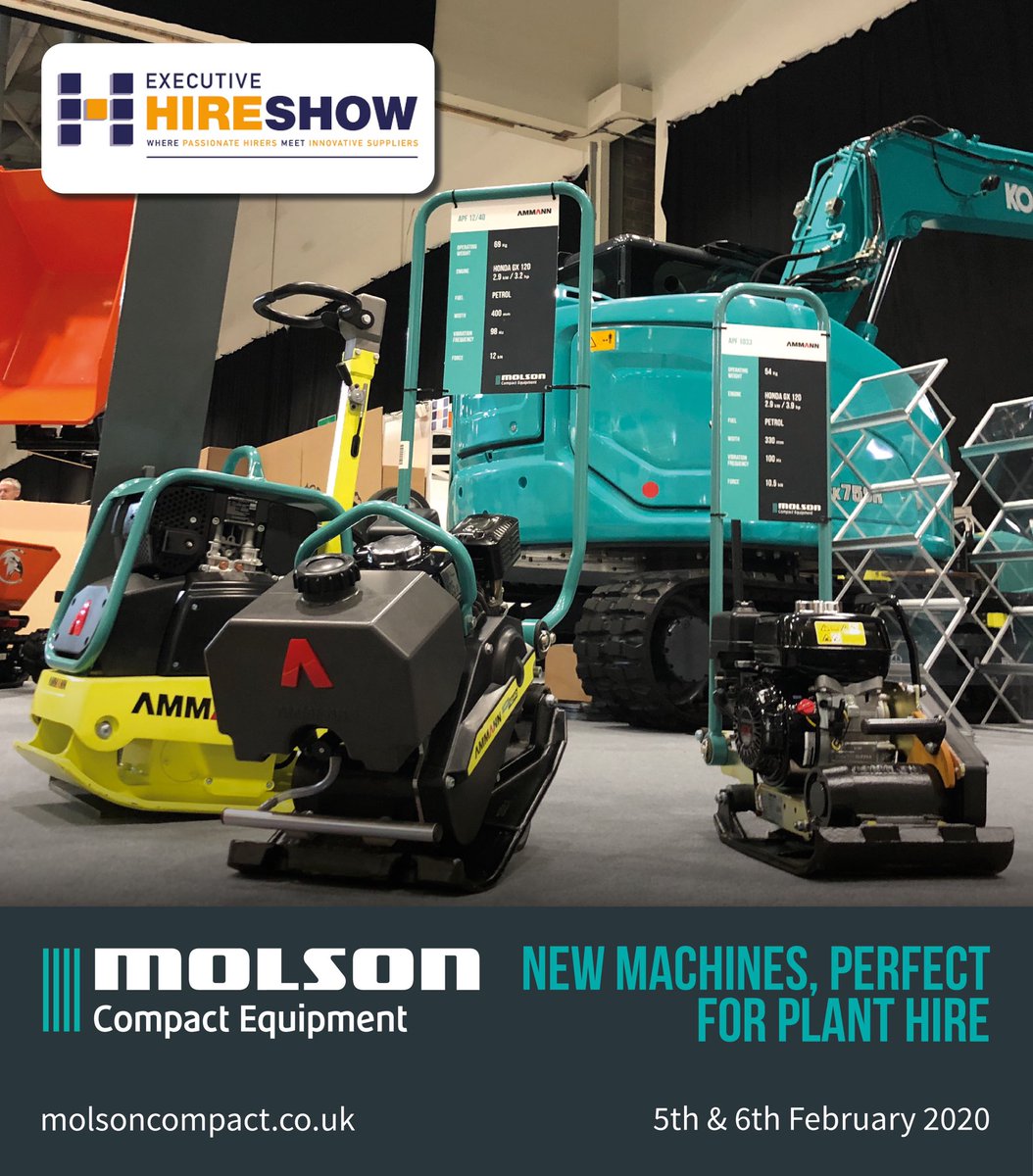 molsoncompact's tweet photo. We are all set to see everyone looking for something a little special at the @ExecHireShow! Come and find us at the Ricoh Arena on Wednesday 5th and Thursday 6th February.
We hope to see you there.
#ehs2020 #kobelco #cormidi #trackeddumper #excavator #molsoncompact #molsongroup https://t.co/t7stOyx7dN
