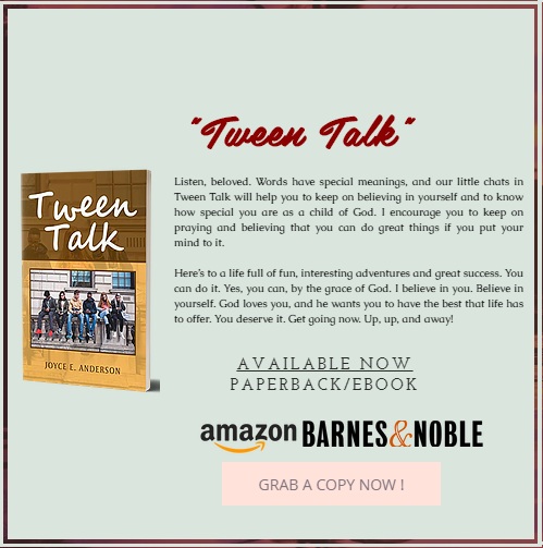 AuthorJoyceA's tweet photo. Grab a copy of "Tween Talk"! Available on Amazon &amp; other online bookstores!

Visit &amp; Subscribe the website: https://t.co/qtDcIfkaUu

#TweenTalk #JoyceAnderson #bookstagram #authorsofinstagram #books #authors #booksofamazon #authorsofamazon #goodreads #allaspectsoflove #love https://t.co/oQXMiCVeV1