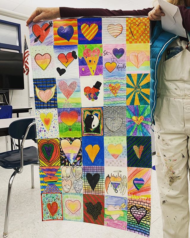Hearts For Art 💕🧑🏽‍🎨 Mrs. Hughes Art class  made this beautiful piece for our school board! Isn’t it pretty?! cleveland.middleschool