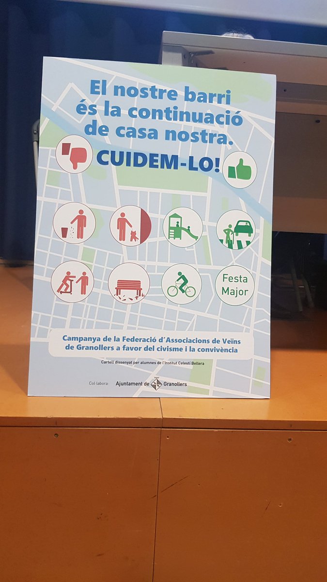 EnricGisbert's tweet photo. Hem estat a la presentació de la campanya 📣 de la Federació d' Associacions de veïns de #Granollers "EL NOSTRE BARRI ÉS la CONTINUACIÓ de CASA TEVA " CUIDEM-LO !! 🚮 Una gran iniciativa per el #CIVISME. Diseny d' una alumne de l'Institut #IESBellera Ajudem a la difusió! 👏👏👏 https://t.co/IJNjQzdVvE