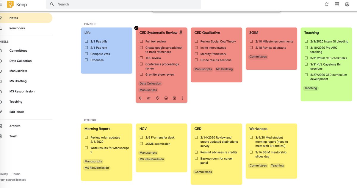 8/ Planning & OrganizingKeep track of the big picture! Like Idea Boards? I use virtual stickie notes that are collaboration & app-friendly, as well as filterable with Google Keep. Ex below