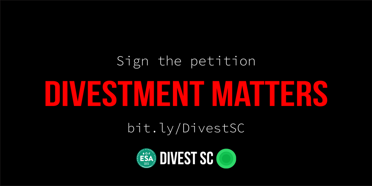 USCESA's tweet photo. make USC the largest private college to ever divest from fossil fuels! Sign the petition (https://t.co/Lpor15K5Ha) and follow @uscesa here and on instagram to keep up to date with #DivestSC going forward. Thank you for supporting a greener USC! https://t.co/s5zytxdlHq