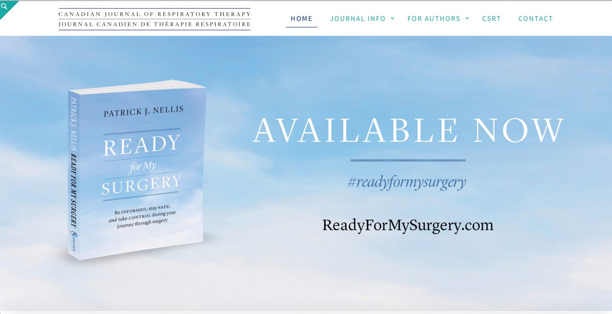 patrick_nellis's tweet photo. Thank you @CJRTeditor &amp; @CSRT_tweets for profiling the launch of my new book!
 
https://t.co/TKLg586DTh

#proudRT #patientsafety #readyformysurgery https://t.co/7ittWMwhDz