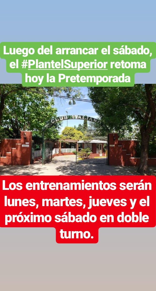 #PlantelSuperior La pretemporada sigue hoy y luego habrá entrenamientos los días martes, jueves y sábado (en doble turno).

#VamosTano