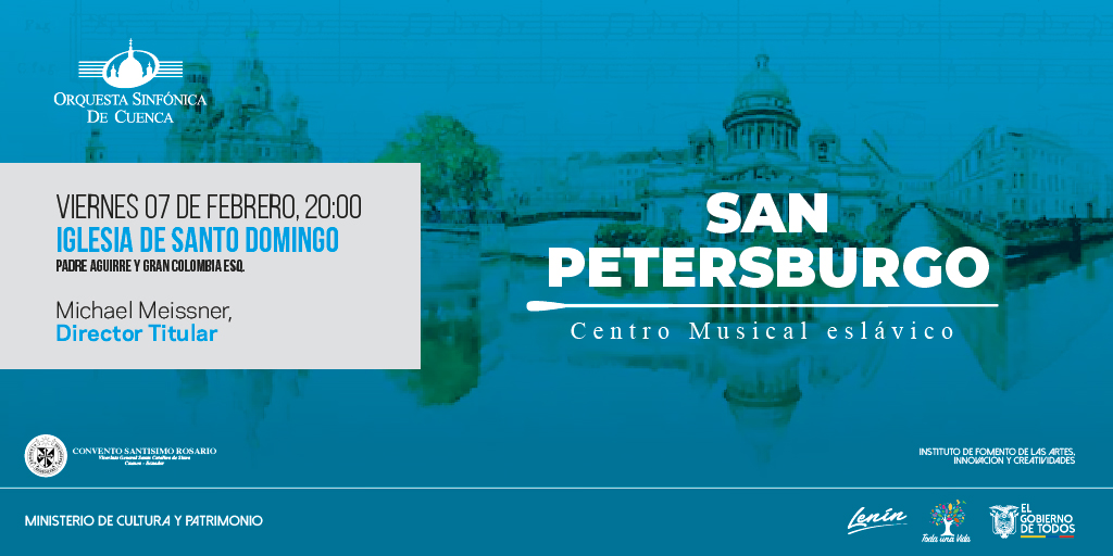 SinfonicaCuenca's tweet photo. Este viernes 07 de febrero en la iglesia de Santo Domingo (Padre Aguirre y Gran Colombia, Esq.) a las 20:00, la @SinfonicaCuenca presenta otro gran concierto. Les agradecemos llegar temprano. #PasiónporlaMúsica #Entradalibre #Amamosloquehacemos #Músicarusa #MichaelMeissner #OSC https://t.co/74gAdimxR9