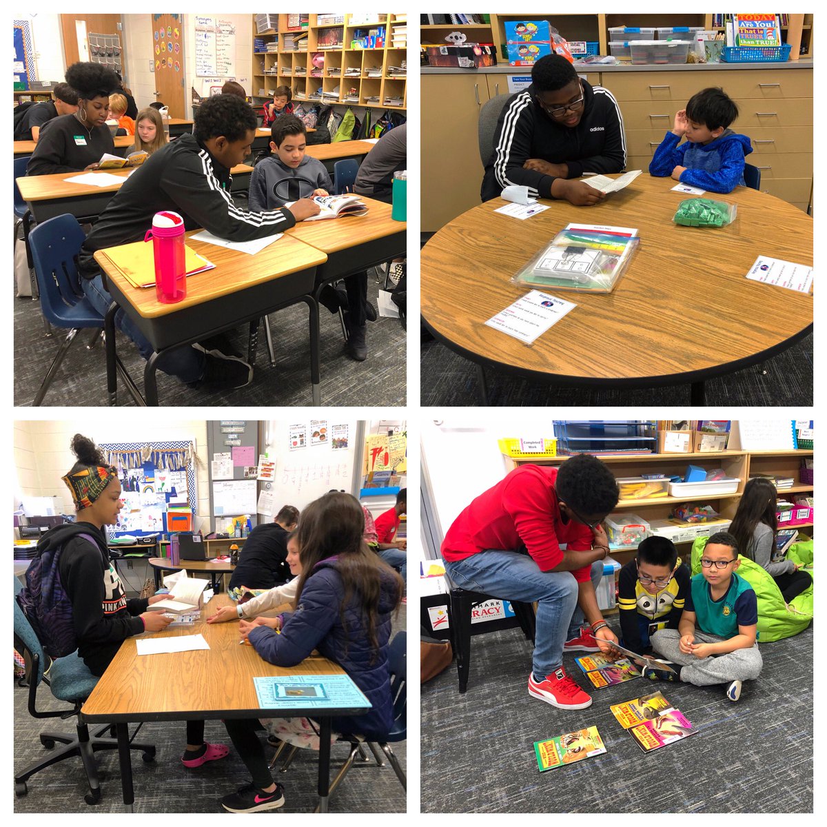 KTWood1Tree's tweet photo. My 4th period 11th graders had fun reading with their 3rd grade book buddies📚 in Ms. Gill’s class at OBES today. #readersareleaders #readingisfun @WoodbridgeHS @wshsreads https://t.co/sKenIODsyF
