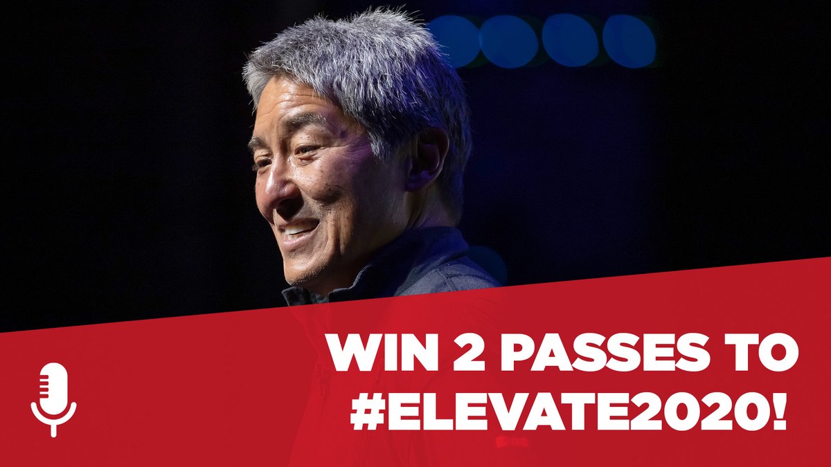 ElevateTechCA's tweet photo. To celebrate our podcast launch, we're giving away 2 passes to #Elevate2020!
Just tag the friend you'd take, listen to episode 1 of #ElevateTalks and DM us the answer to this question:
What tongue-and-cheek title did @GuyKawasaki want to use for his book "Wise Guy"? https://t.co/8Z56JUUxjf